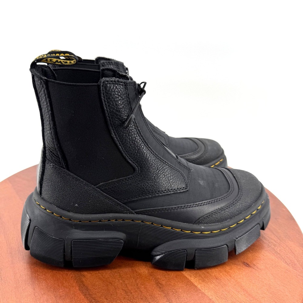 Dr. Martens 2976 DMXL Boots Black Leather Zip Platform Chunky Men 6 Women 7